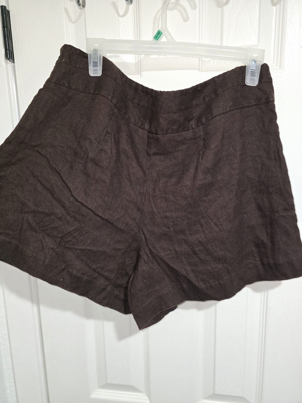 Worthington High-Waist Linen-Blend Shorts in Dark Brown